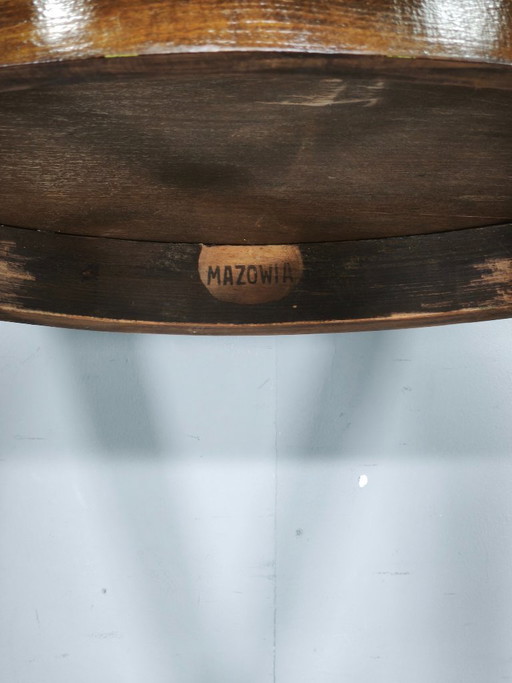 Thonet nr. 207 ovale tafel van gebogen hout, vervaardigd door Mazowia, Polen, jaren 1910.
