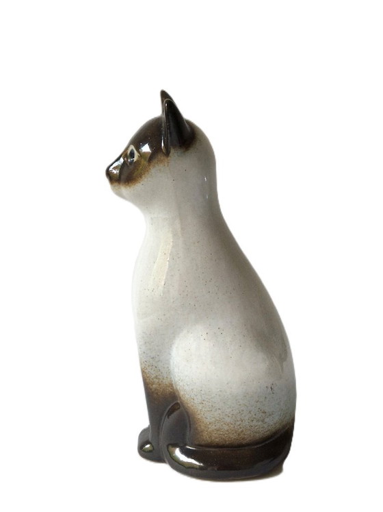 EGO Stengods - Siamese cat by Heinz Schlichting - Marked, Sculpture, Ceramic, Creme (photo 4 of 6)