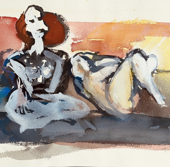 Image 1 of Marcus de Vestele abstract composition with 2 women circa 1975