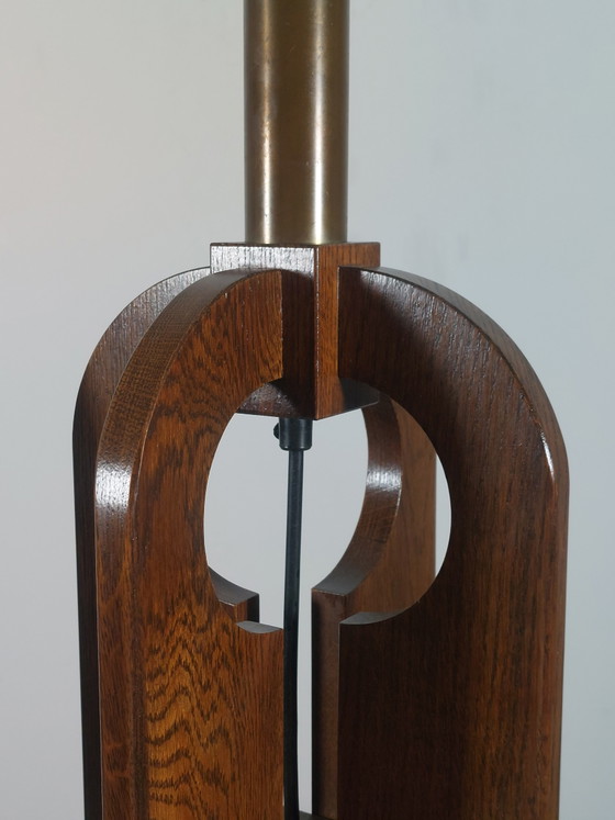 Image 1 of Rare vintage pair of wooden Temde table lamps