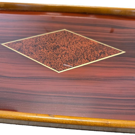 Image 1 of Frans Art Deco stijl dienblad met glazen blad, circa 1940/50