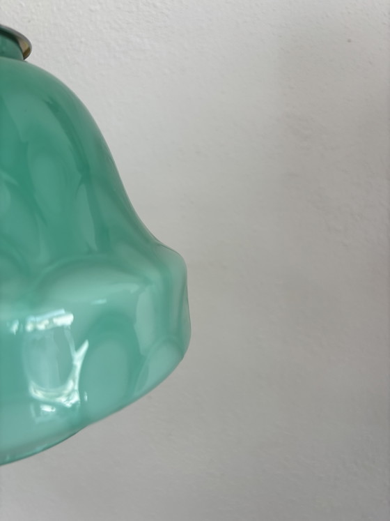 Suspension vintage portugaise en verre turquoise – Glass (photo 3 of 5)
