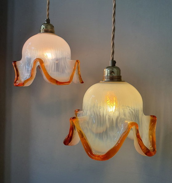 Set of 2 Vintage Murano Pendant lamps - Italy - Mid Century – Metal, Murano Glass (photo 18 of 21)