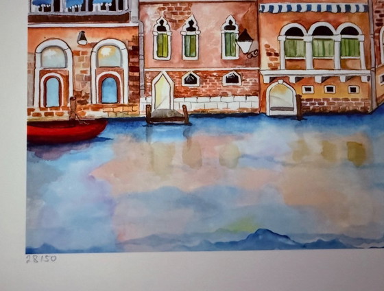 Image 1 of Linnea Pergola: "Venecia-Luz de Luna". Giclee, firmado a mano, sobre papel Hahnemühle Velvet hecho a mano.