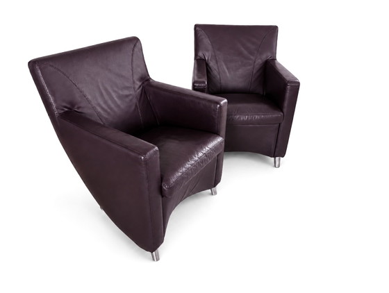 2 fauteuils Leolux Dolcinea en cuir plumeux/violet – Leather, Metal (photo 7 of 8)