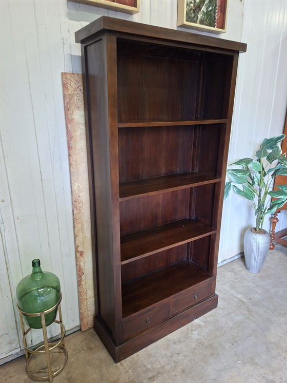 Image 1 of Dark teak bookcase, dimensions 100x35cm and 201cm high.