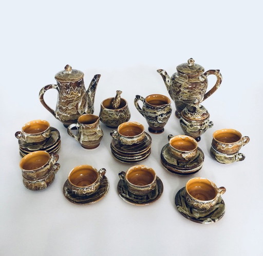 Midcentury Art Studio Pottery Tea & Coffee Service set, Vallauris France 1960's