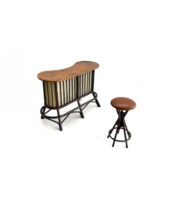 Mobile bar vintage in manou e rattan, Danimarca anni '60 – Sgabelli da bar, Copper (photo 13 of 14)