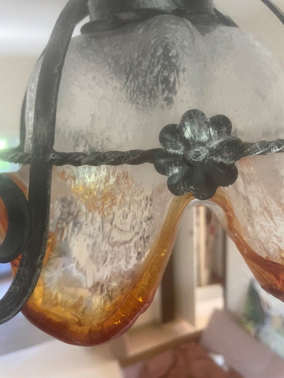 Image 1 of Vintage pendant lamp, Brutalist style, very likely Mazzega