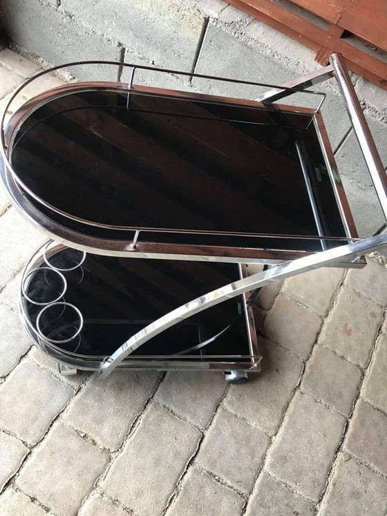 Italian Glass and Chrome Trolley, 1970s – Bar carts (photo 5 of 9)