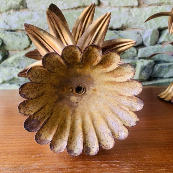 Image 1 of Coppia di candelabri in foglia d'oro degli anni '60
