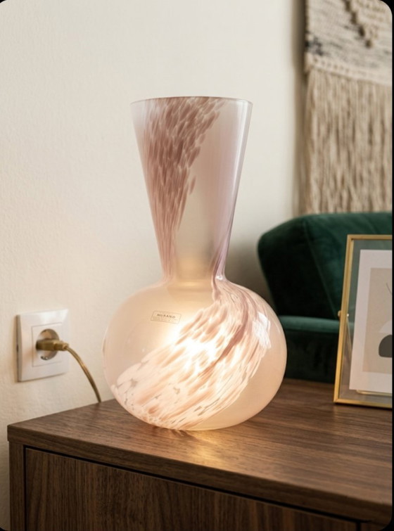 Image 1 of MURANO Vintage Pink Swirl Glass Table Lamp - Mid-Century - Made in Italy - Perfect