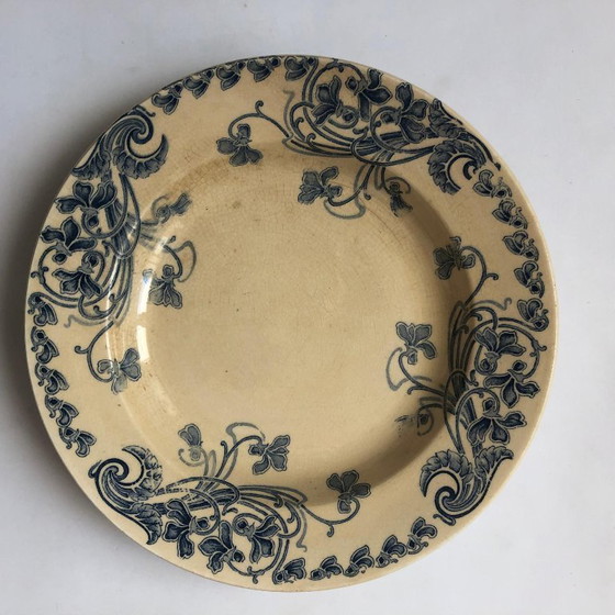 Image 1 of LG Clairefontaine ironstone porcelain soup plates, Violettes model