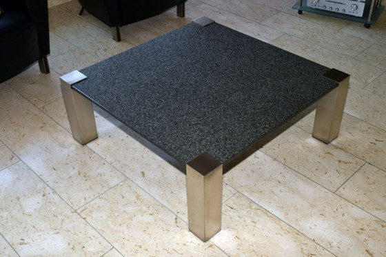 Table basse exclusive en granit et acier inoxydable 101 x 101 x 39 cm – Tables basses, Stone, rvs (photo 4 of 5)