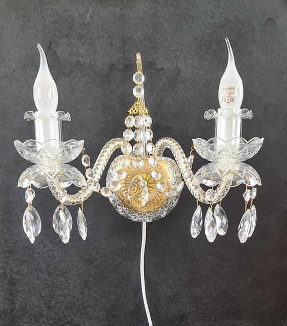 2 Wandlampen Gemerkt, Tomia Bohemia Uit Semily – Crystal, Brass (photo 9 of 10)