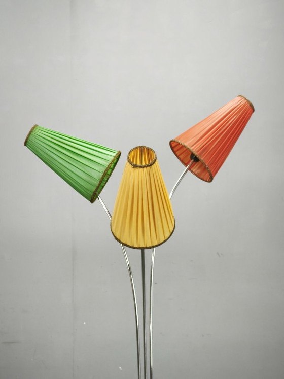 Image 1 of Rare lampadaire allemand à trois lumières réglables, années 1960