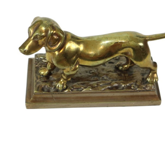 Image 1 of Estatua de perro salchicha de bronce macizo