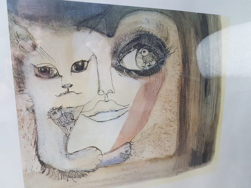 Zeefdruk/Tekening - Kunstenaar Lynn (1972) - Gesigneerd