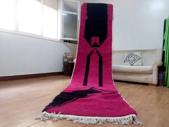 Marokkaans loper vloerkleed - artistiek design - Beni Ouarain stijl - volledig wol - 368 x 85 cm (photo 5 of 8)