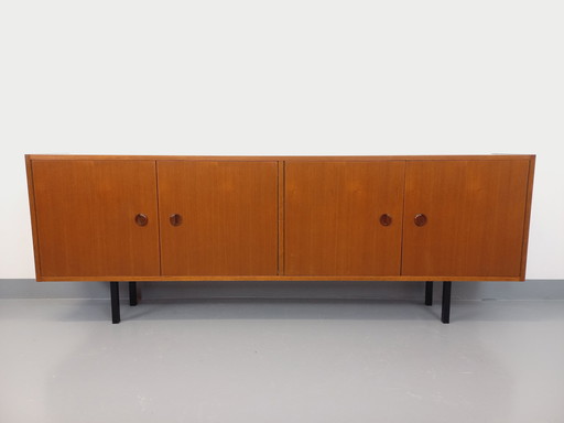 Scandinavian modernist style sideboard in teak and black metal from the 60s