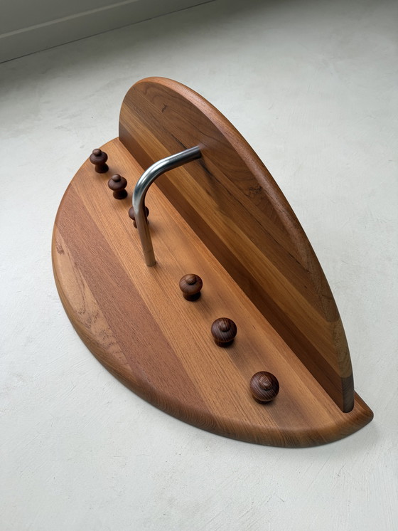 Image 1 of Vintage Danish solid teak wall coat rack from CFC Silkeborg