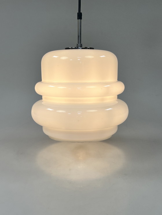 Image 1 of Vintage milk glass pendant lamp, Hustadt Leuchten 1970's