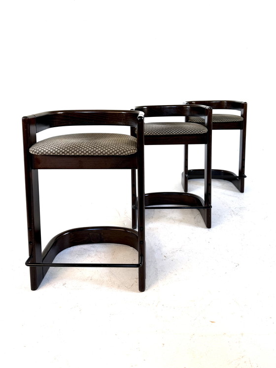 Image 1 of 3x Barhocker im Stil des Brutalismus, Willy Rizzo Stil ’80