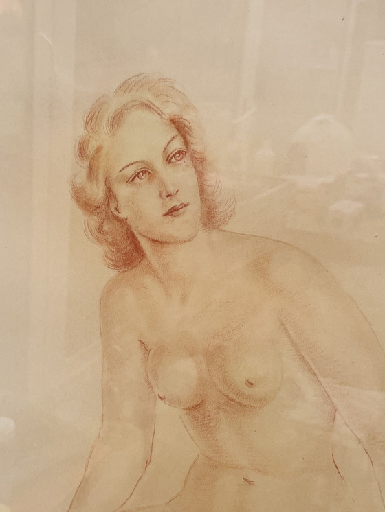 Image 1 of Dibujo Sanguina Mujer Desnuda