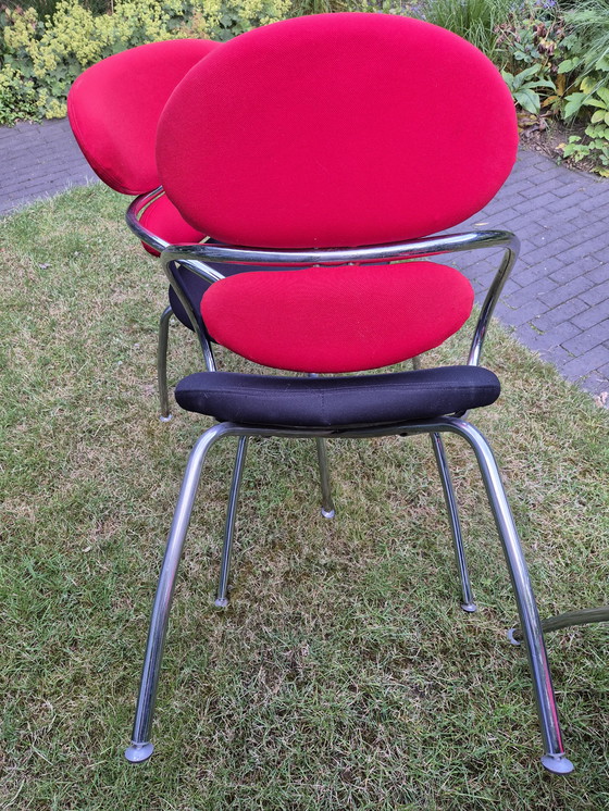 Image 1 of 4x Effezeta-Stühle in Rot und Schwarz