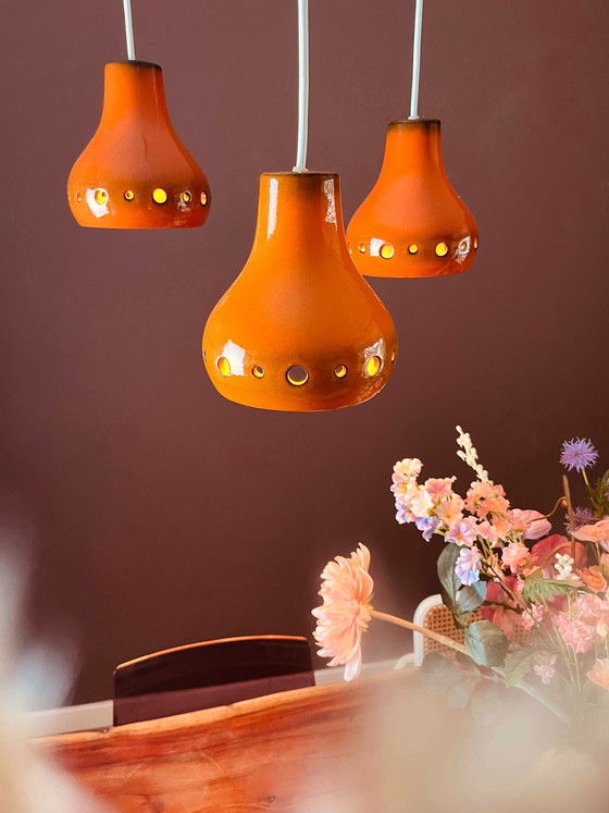 Image 1 of Uniek! Oranje Keramieken Cascade Hanglamp
