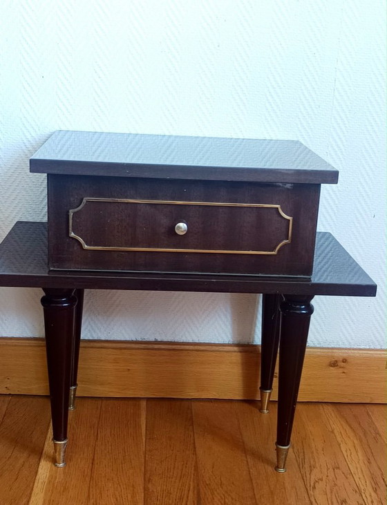 2x Mid-Century Gelakte Houten Nachtkastjes 1950 – Bijzettafels, Wood (photo 5 of 16)