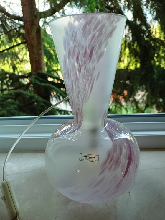 Image 1 of MURANO Vintage Pink Swirl Glass Table Lamp - Mid-Century - Made in Italy - Perfect