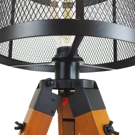 Nuova lampada da tavolo treppiede in legno 62cm, Lampade da tavolo, Metallo, Nero (foto 3 di 5)