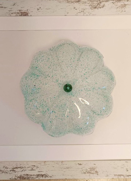 Image 1 of Murano Sylcom Floral Graniglia Groene Plafond-/Wandlamp Handgemaakt - Nieuw