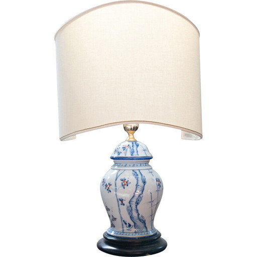 Tischlampe aus Porzellan und Eisen, 1980