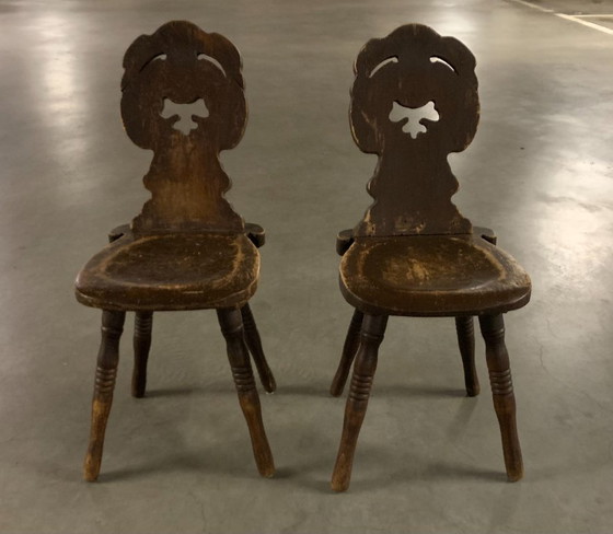 Rough Brutalist set of two chairs. – Dining chairs, Wood (photo 8 of 8)