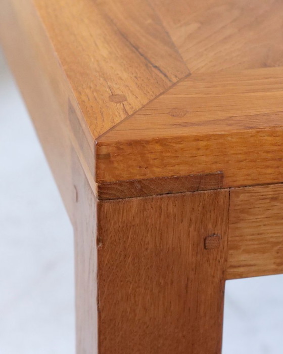 Image 1 of Solid oak coffee table, Aremberg parquet pattern, 19th century