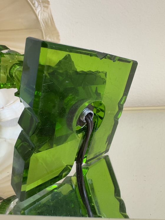 Image 1 of Art Deco emerald crystal lamp