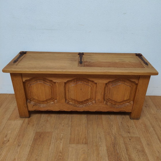 Image 1 of Baúl de mantas de roble antiguo, baúl de juguetes