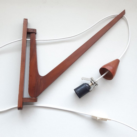 Image 1 of Mid-century Danish design wall lamp in teak and frosted glass