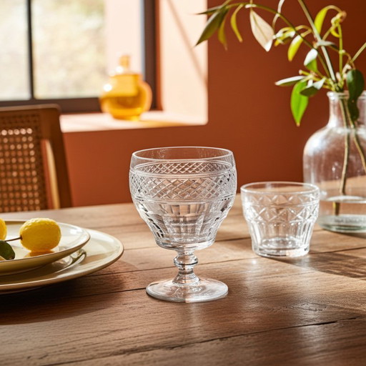 Set of 2 Georgian Crystal Wine Glasses with Trianon pattern