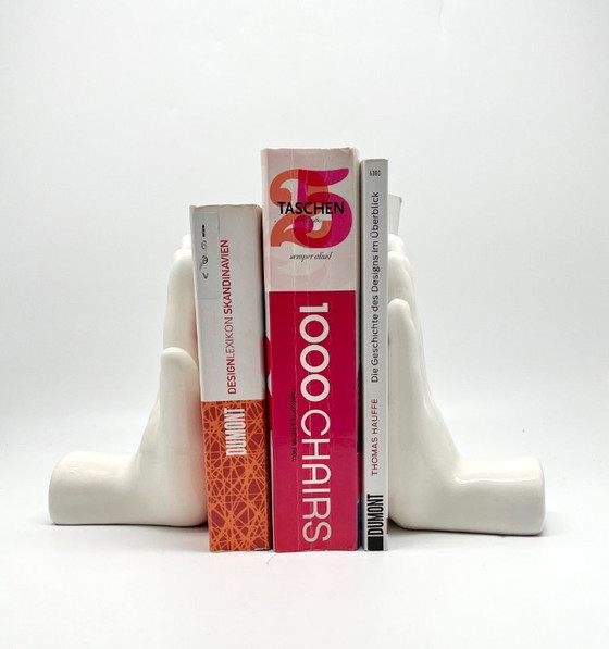 Image 1 of Vintage Ceramic Hand Bookends – Sculptural 1970s European Design (Set of 2)