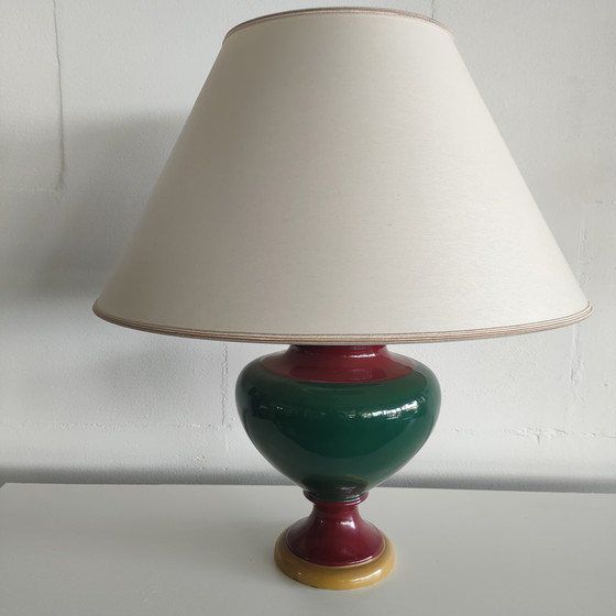 Image 1 of Lámpara de mesa de cerámica con pantalla hecha a mano (estilo Bitossi)