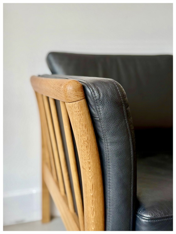 Image 1 of Driezit Zetel vintage in Leder en Eik, Stouby, Danimarca, anni '70