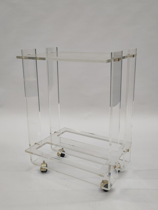 Plexiglas bar cart David Lange style