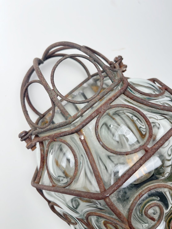 Image 1 of Vintage Murano wrought iron lantern | Glass blown into metal