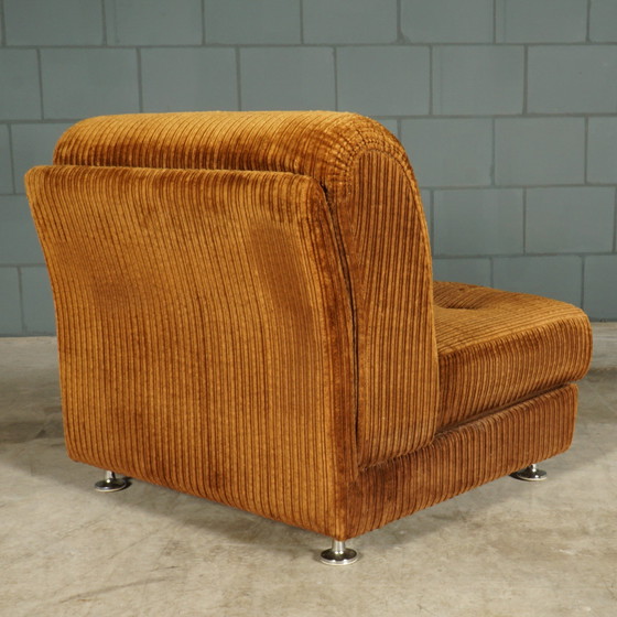 Image 1 of Midcentury modular sofa - brown rib fabric - 1970s