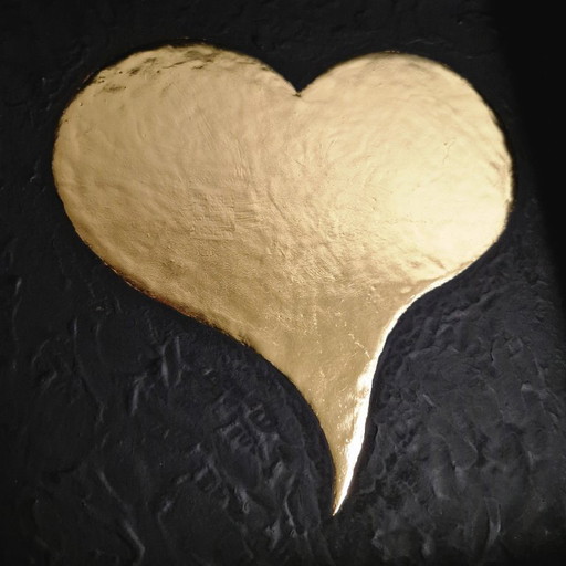 Gouden hart 23kt goud verguld pop art kunstwerk in lijst limited edition