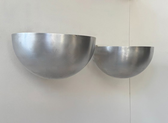 Image 1 of Paire d'appliques XL vintage, métal brossé, Italie, 1970