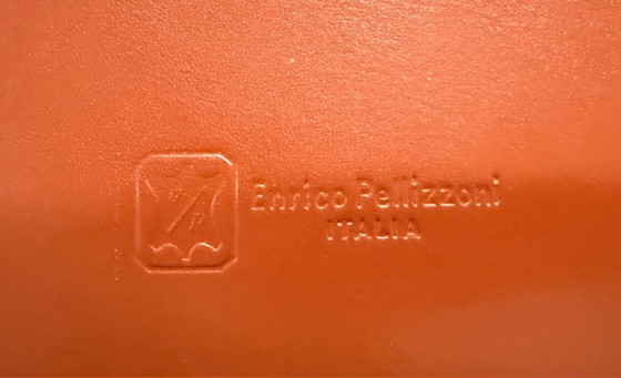 Image 1 of 6 sedie di design italiano Enrico Pellitzoni in pelle color cognac